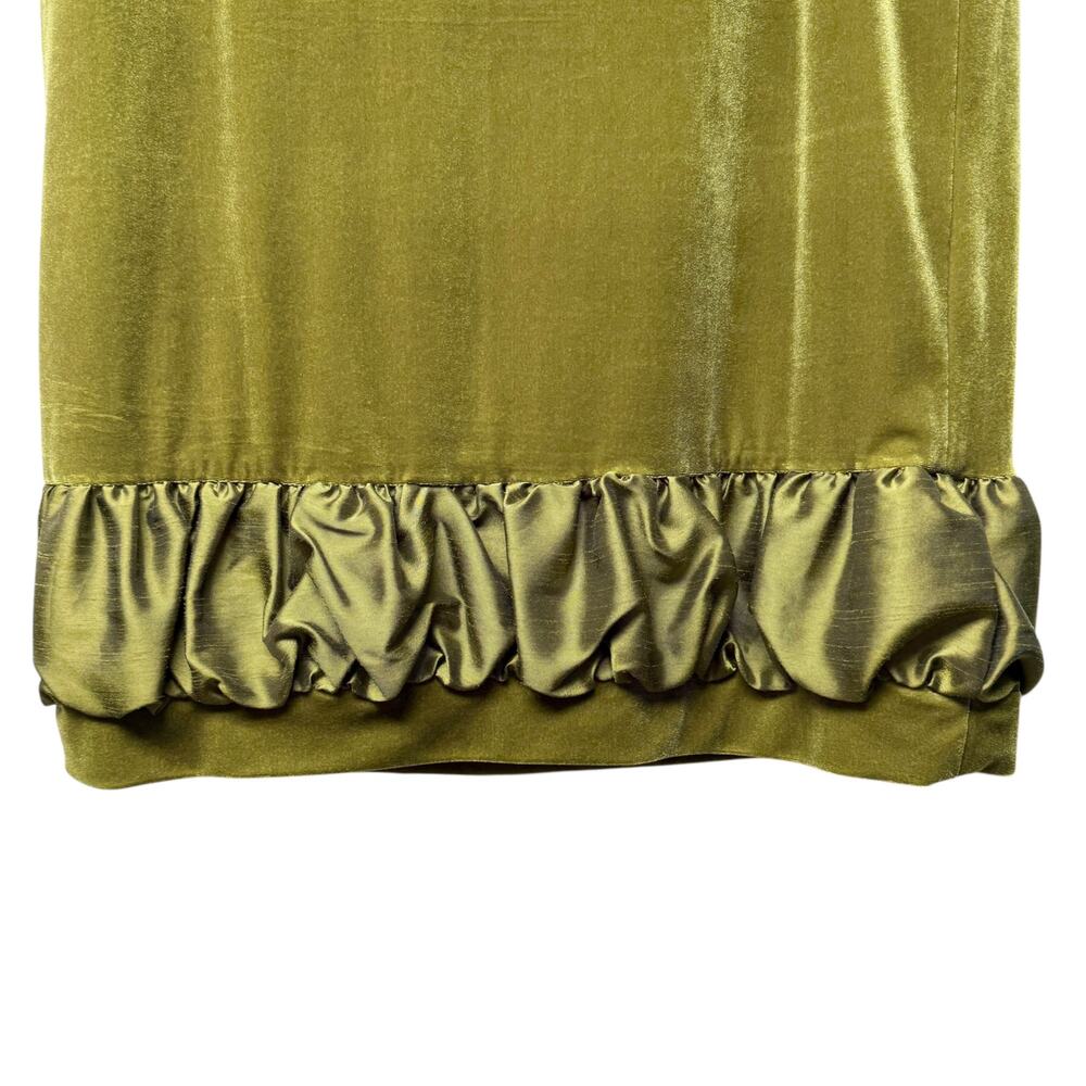 Grace Elements Size 12 Olive Green Velvet Velour Skirt Ruffle Bubble Hem Holiday - Picture 3 of 6